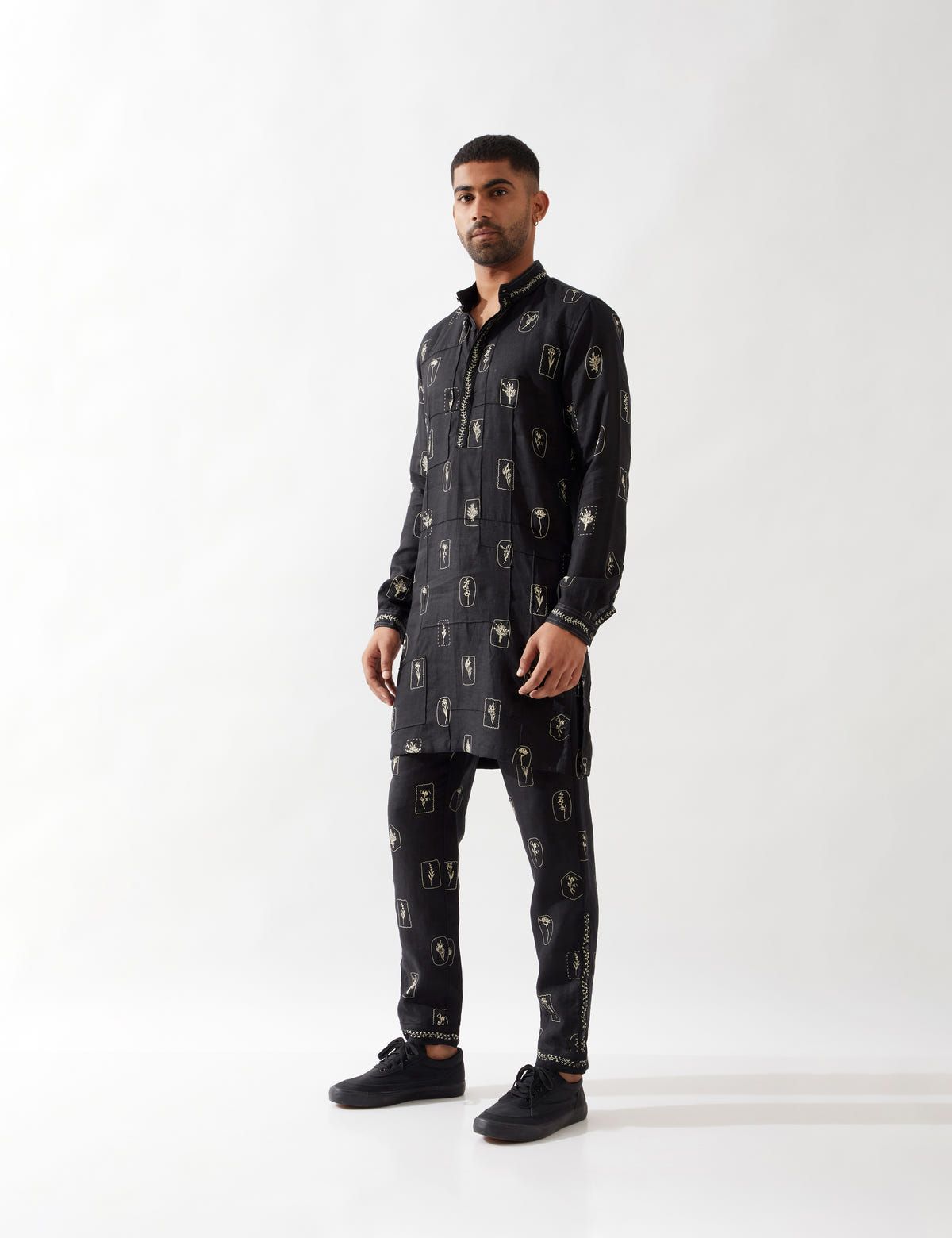 SLATE STAMP KURTA - BLACK - image 3