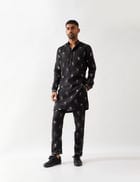 SLATE STAMP KURTA - BLACK view 5