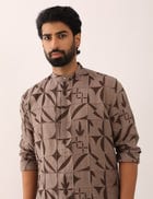 JEET STENCIL KURTA - STONE view 1