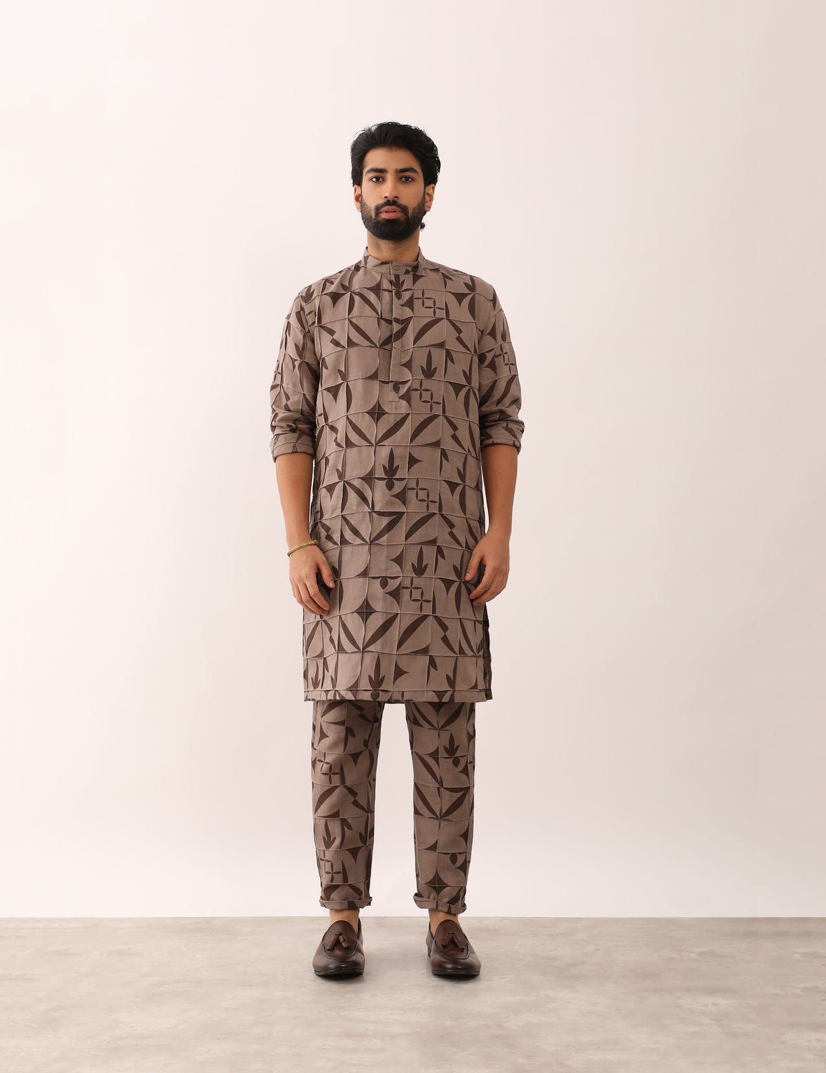 JEET STENCIL KURTA - STONE - image 2