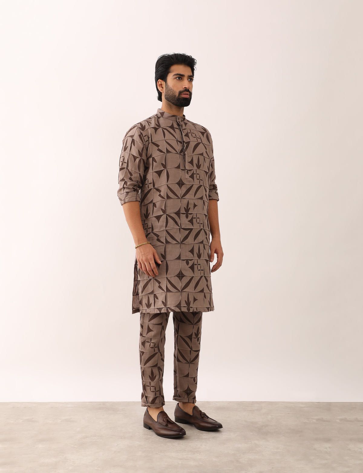 JEET STENCIL KURTA - STONE - image 3