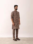 JEET STENCIL KURTA - STONE view 3