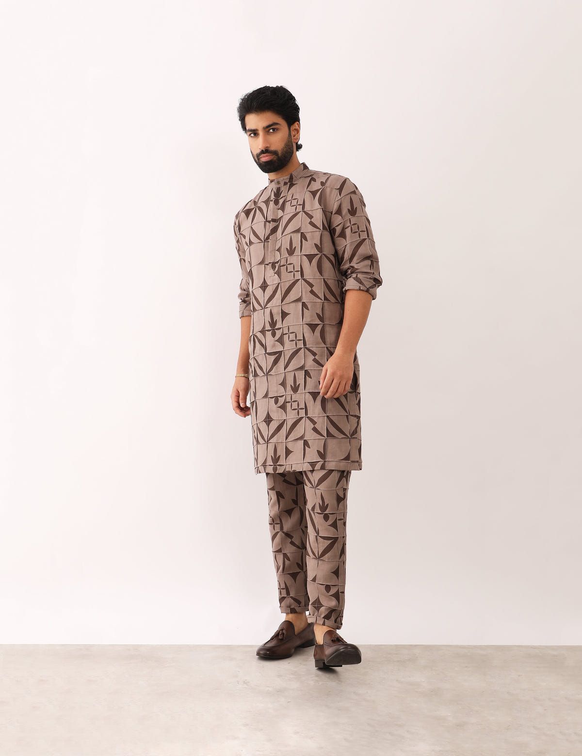 JEET STENCIL KURTA - STONE - image 5