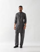 ZED BARBED KURTA SET - GREY view 1