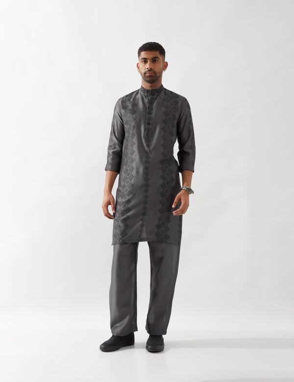 SON OF A NOBLE - SNOB — ZED BARBED KURTA SET - GREY