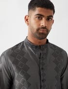 ZED BARBED KURTA SET - GREY view 2
