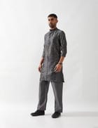 ZED BARBED KURTA SET - GREY view 3