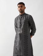 ZED BARBED KURTA SET - GREY view 6