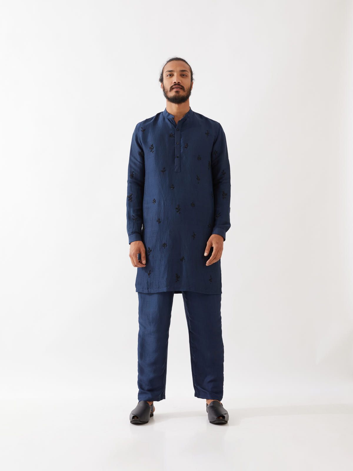 PAXTON SILK KURTA SET - NAVY - image 1