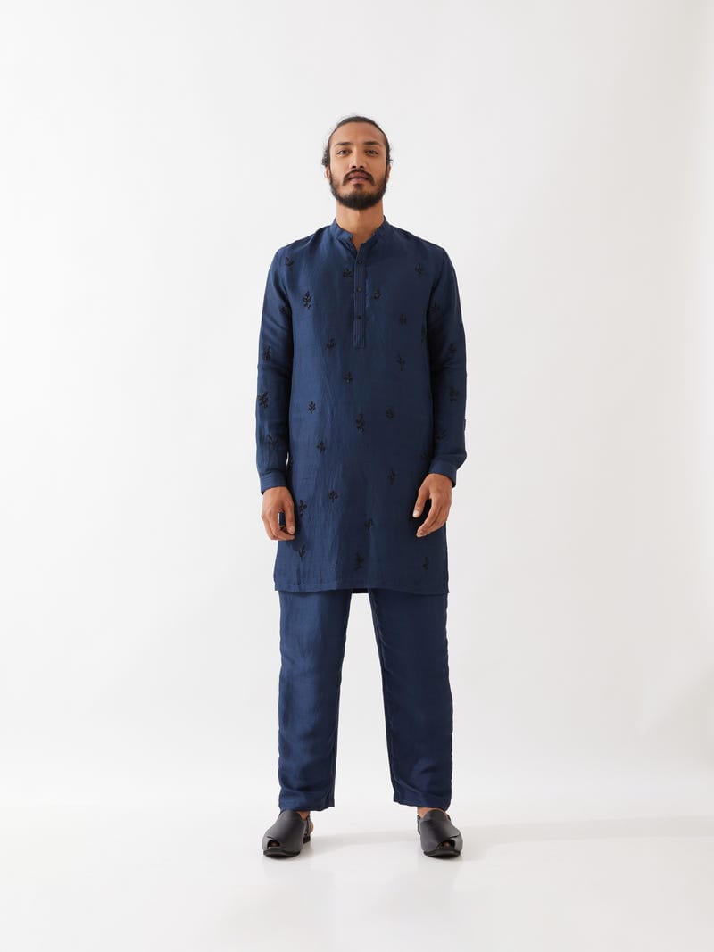 PAXTON SILK KURTA SET - NAVY