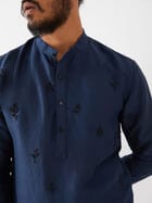 PAXTON SILK KURTA SET - NAVY view 2