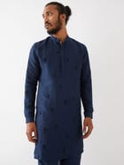 PAXTON SILK KURTA SET - NAVY view 3
