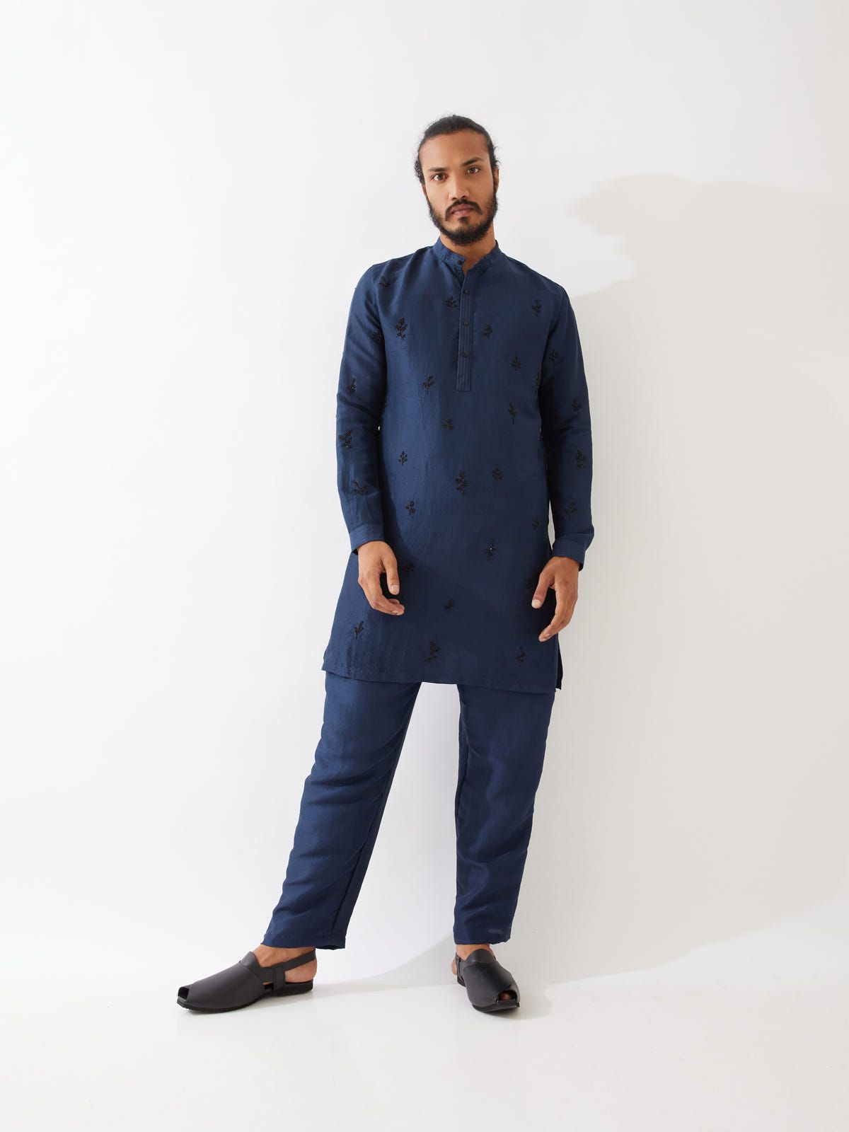 PAXTON SILK KURTA SET - NAVY - image 4