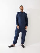 PAXTON SILK KURTA SET - NAVY view 4