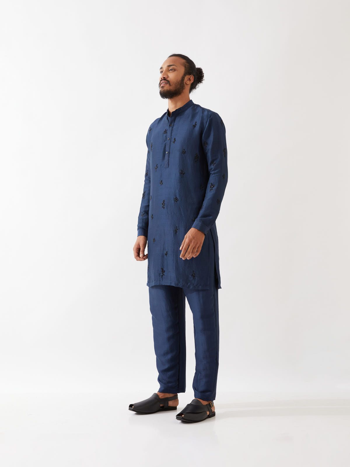 PAXTON SILK KURTA SET - NAVY - image 5