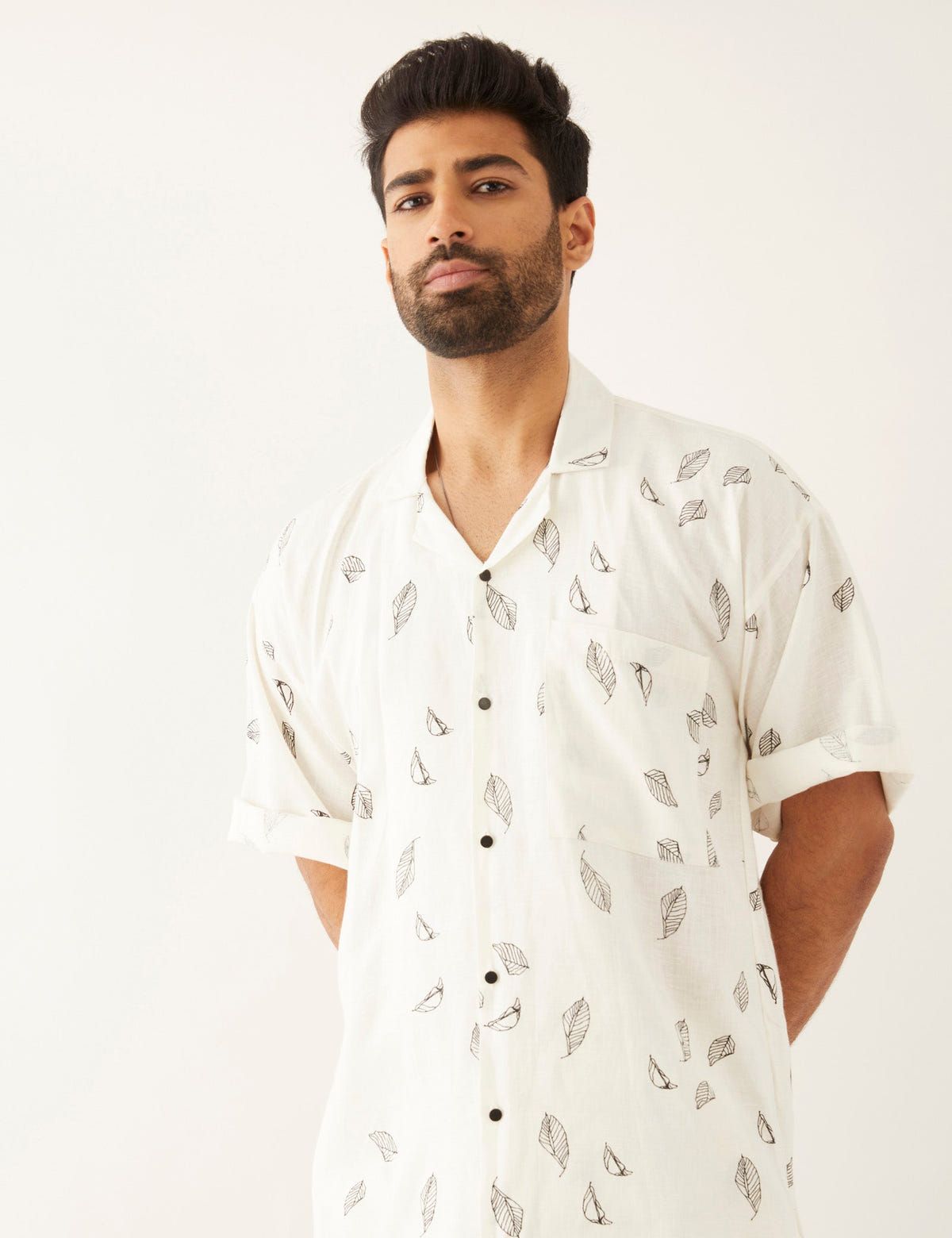 HAARIS LEAF KURTA - WHITE - image 1