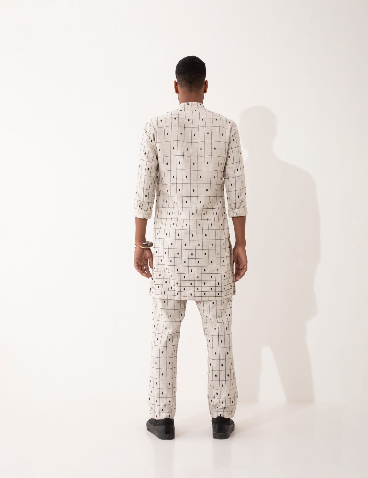 ZANDER CHECKER KURTA SET- IVORY - image 6