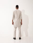 ZANDER CHECKER KURTA SET- IVORY view 6