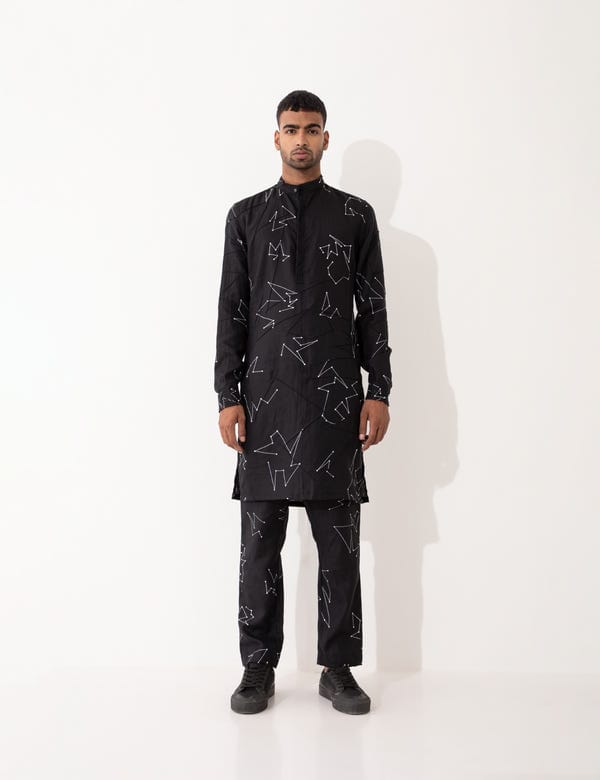 SON OF A NOBLE - SNOB — EVANS DOT TO DOT KURTA - BLACK