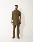 ZANDER CHECKER KURTA SET- BROWN view 1