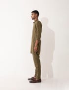 ZANDER CHECKER KURTA SET- BROWN view 3