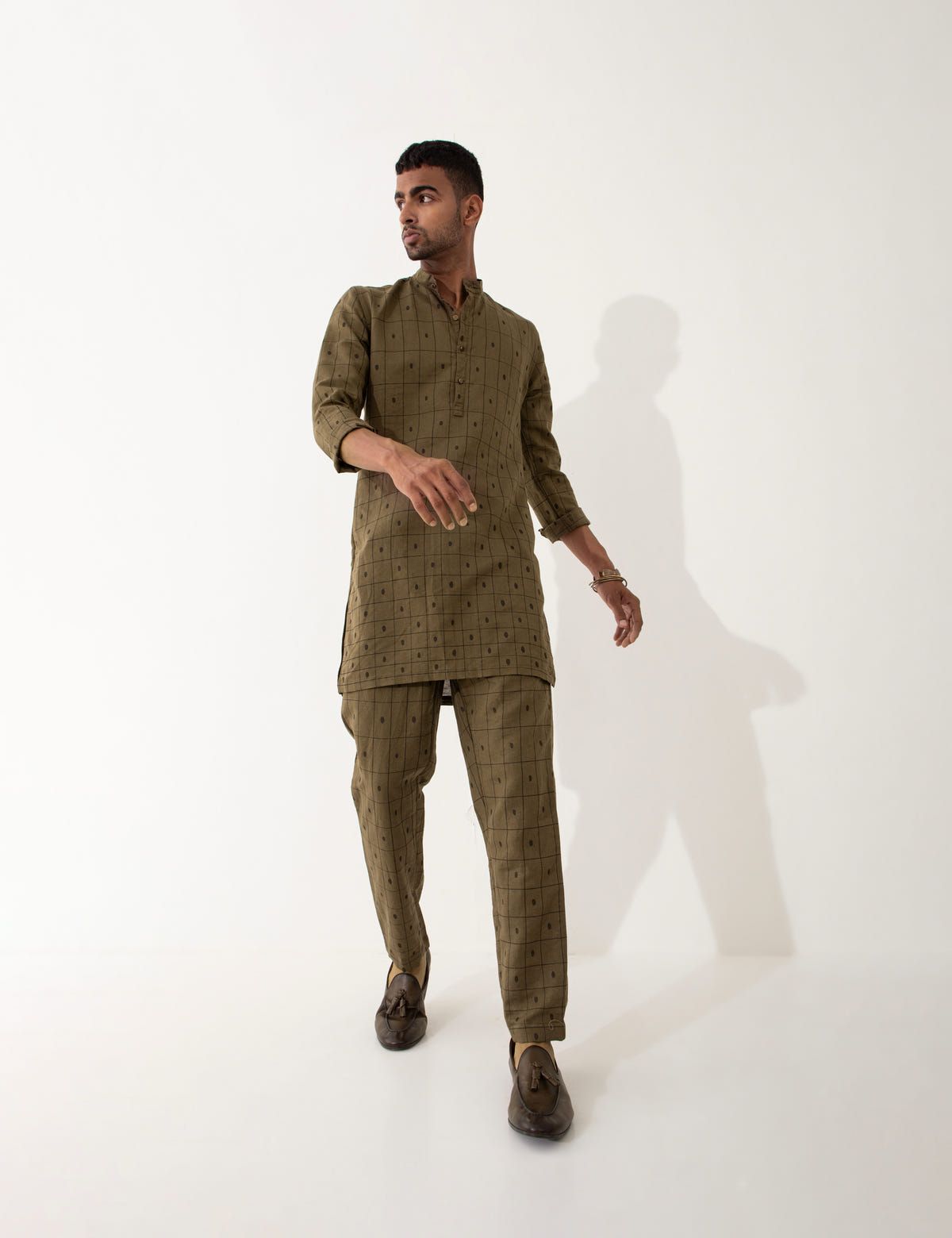 ZANDER CHECKER KURTA SET- BROWN - image 6