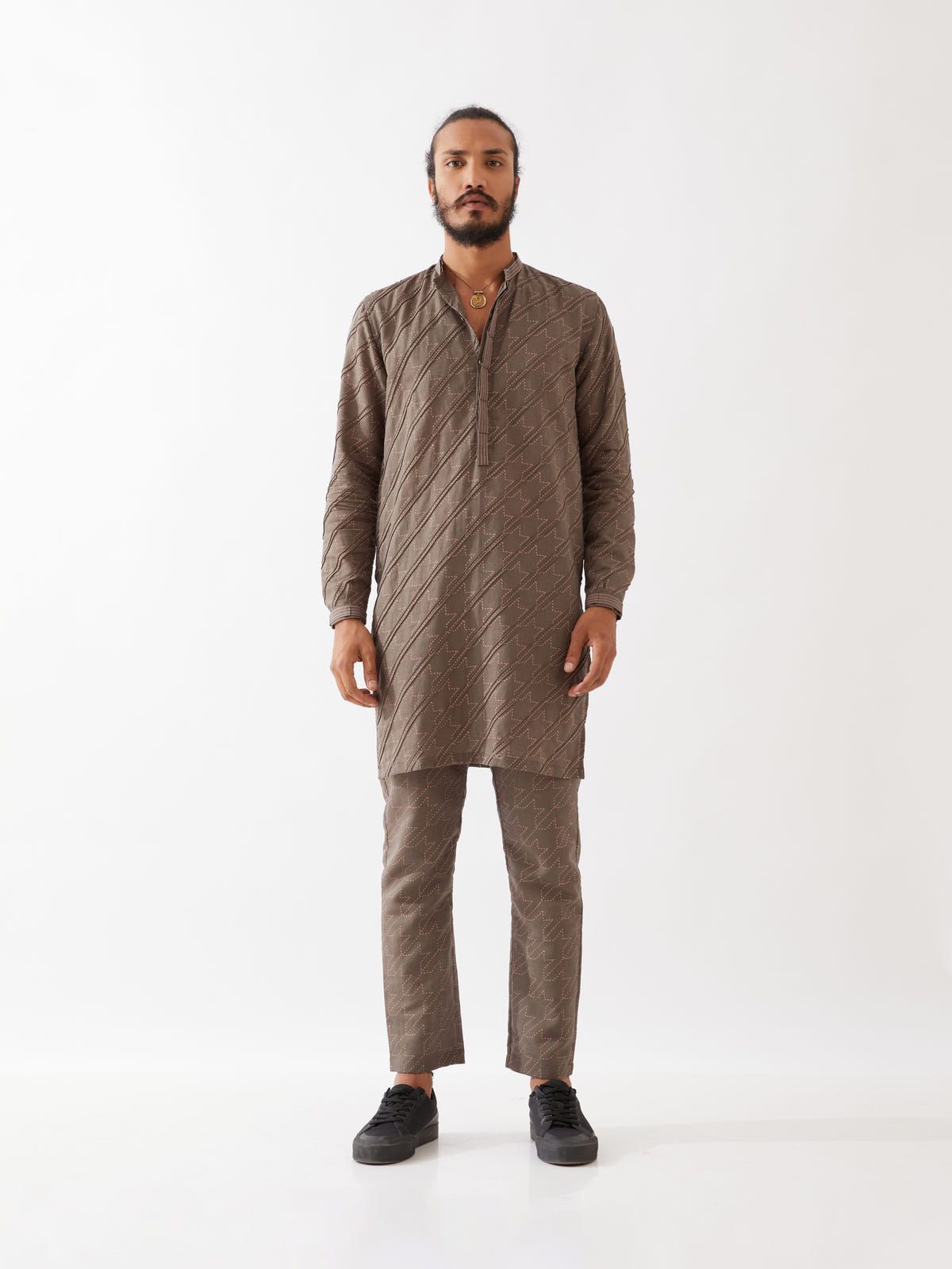 RYDER HOUNDSTOOTH KURTA - GREY - image 2