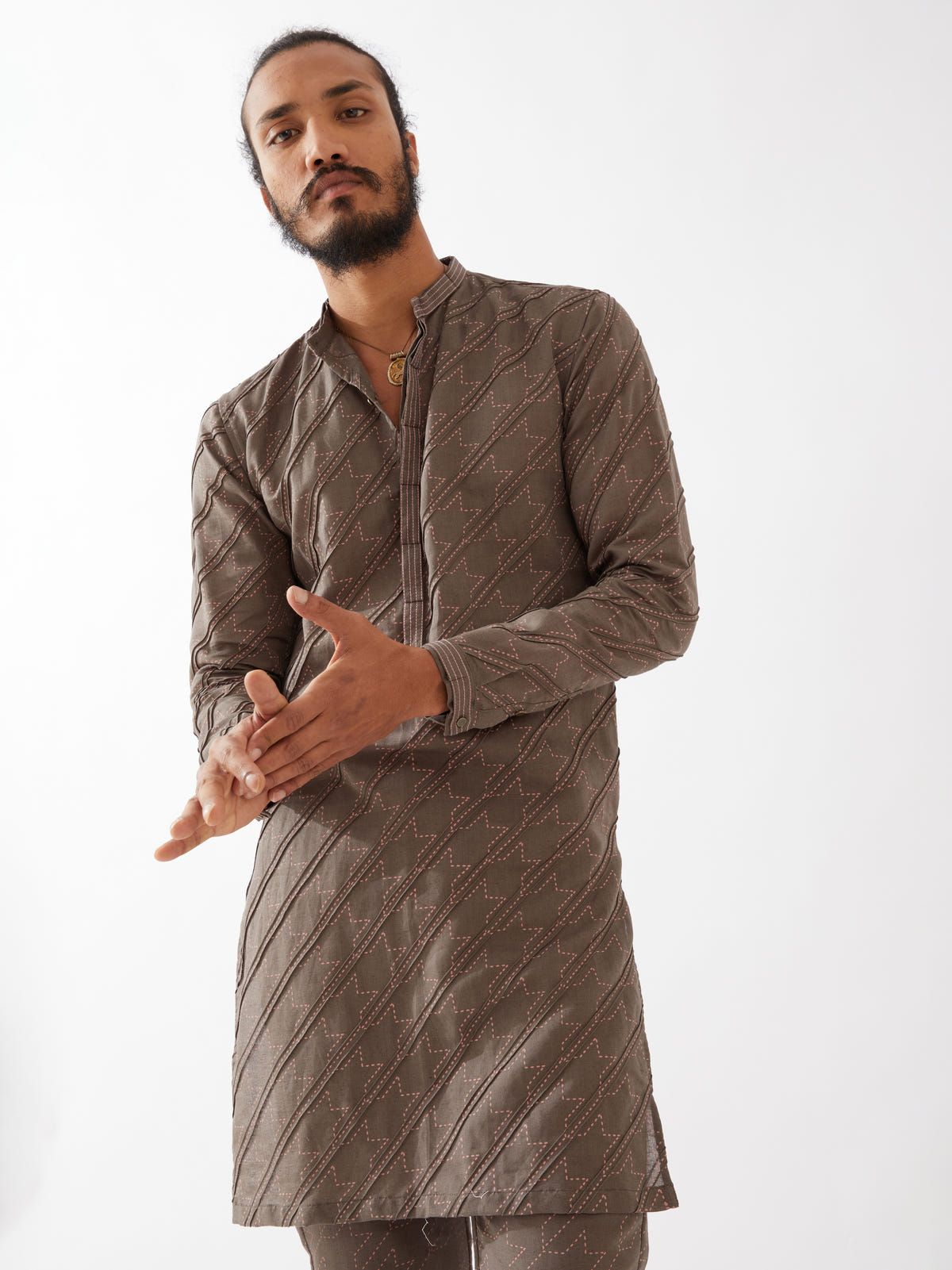 RYDER HOUNDSTOOTH KURTA - GREY - image 5
