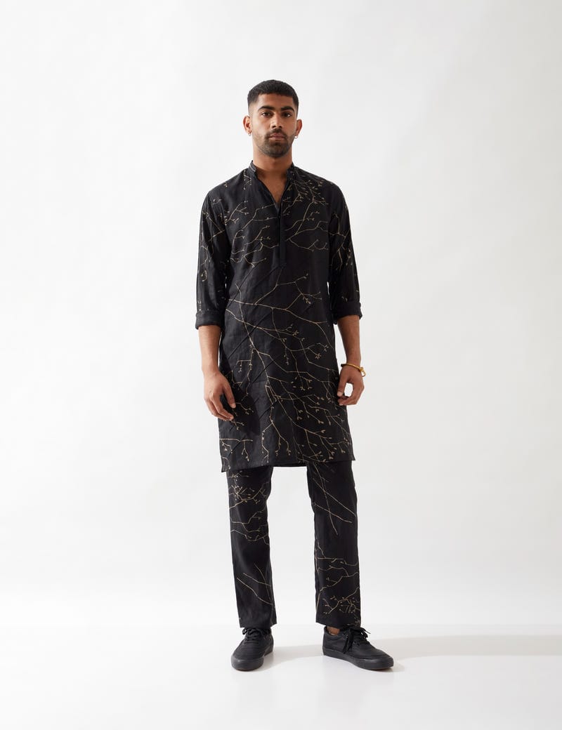 AUSTIN BRANCH KURTA SET - BLACK