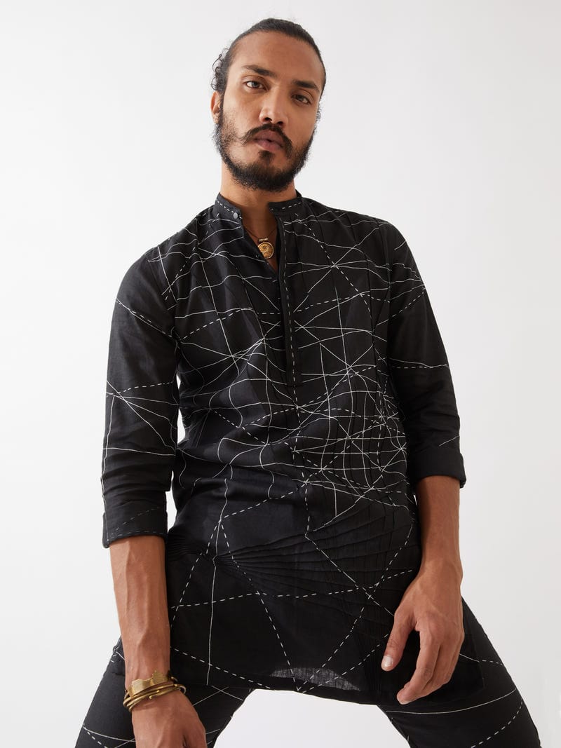 JASPER NETWORK KURTA - BLACK