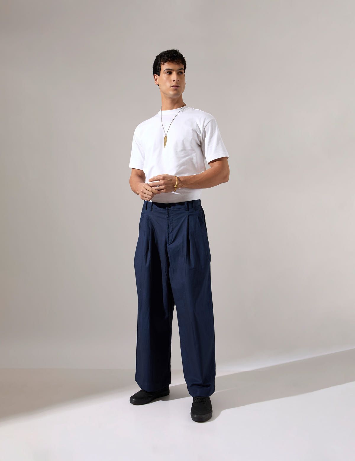Jep Pleated Baggy Pant - Navy - image 1