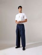 Jep Pleated Baggy Pant - Navy view 1