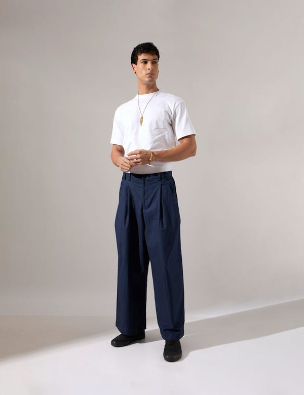 SON OF A NOBLE - SNOB — Jep Pleated Baggy Pant - Navy
