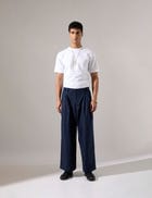 Jep Pleated Baggy Pant - Navy view 2