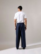 Jep Pleated Baggy Pant - Navy view 4