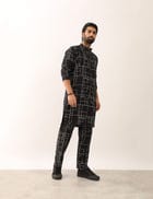 DARSH CHECKS KURTA SET - BLACK view 1
