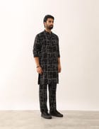 DARSH CHECKS KURTA SET - BLACK view 3