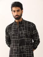 DARSH CHECKS KURTA SET - BLACK view 5