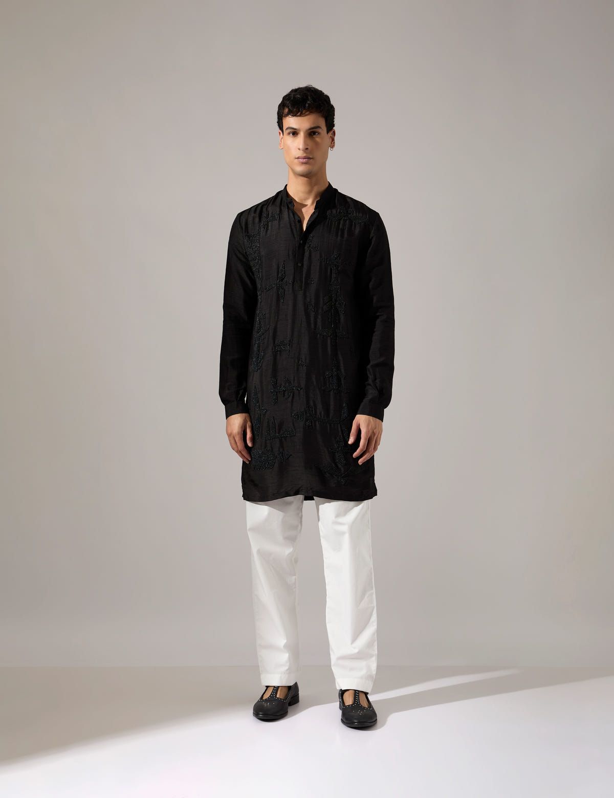 Adam Hand Embroidered Kurta Set - Black - image 3