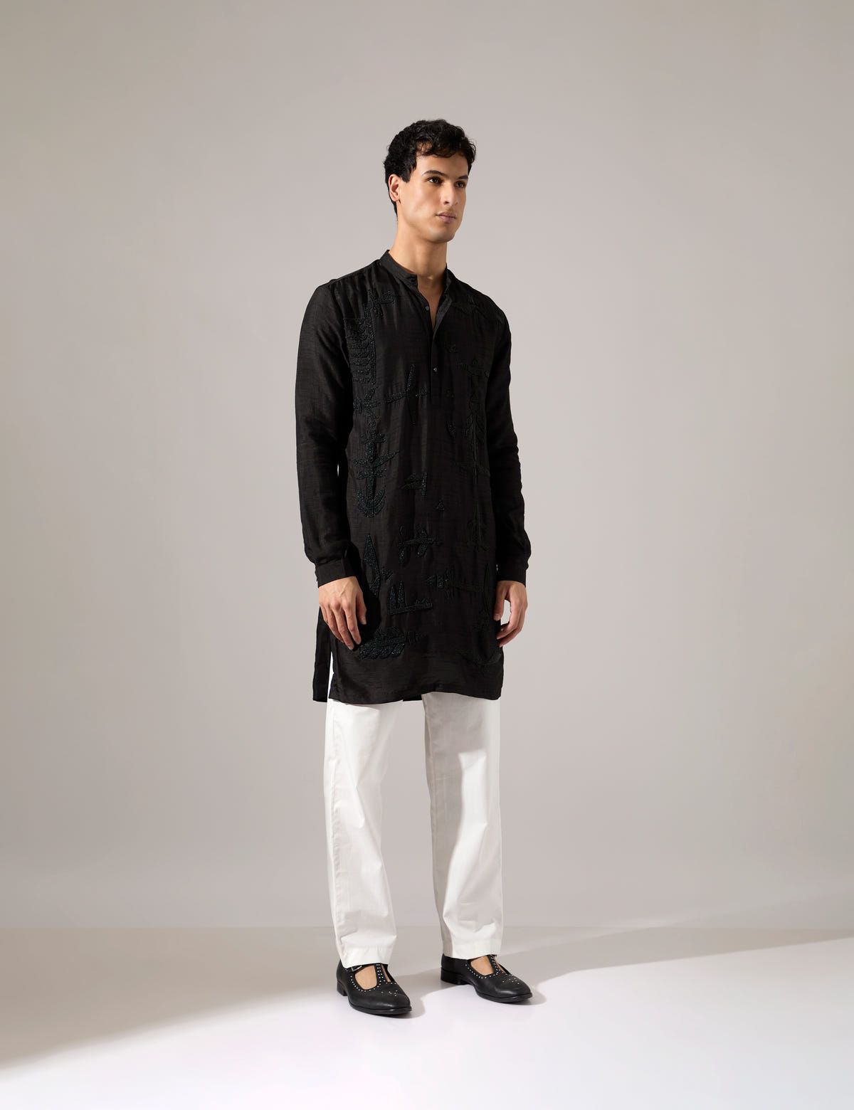 Adam Hand Embroidered Kurta Set - Black - image 4