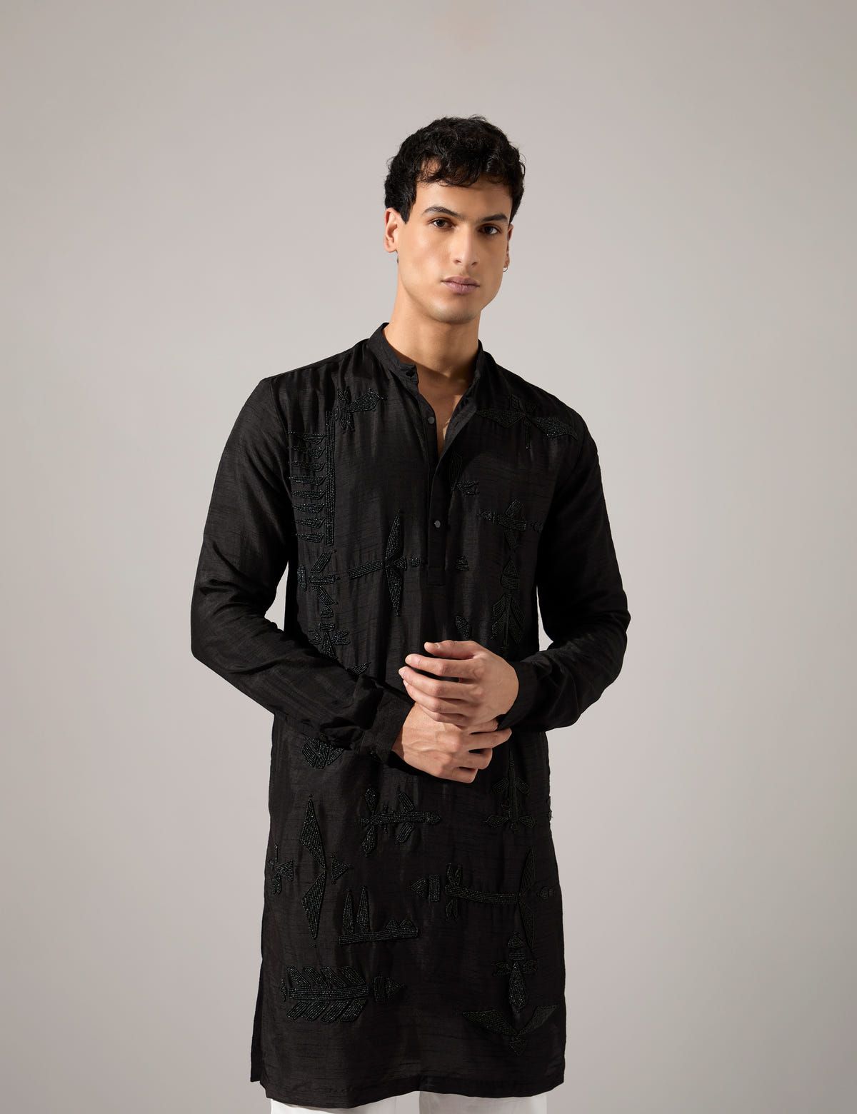 Adam Hand Embroidered Kurta Set - Black - image 6