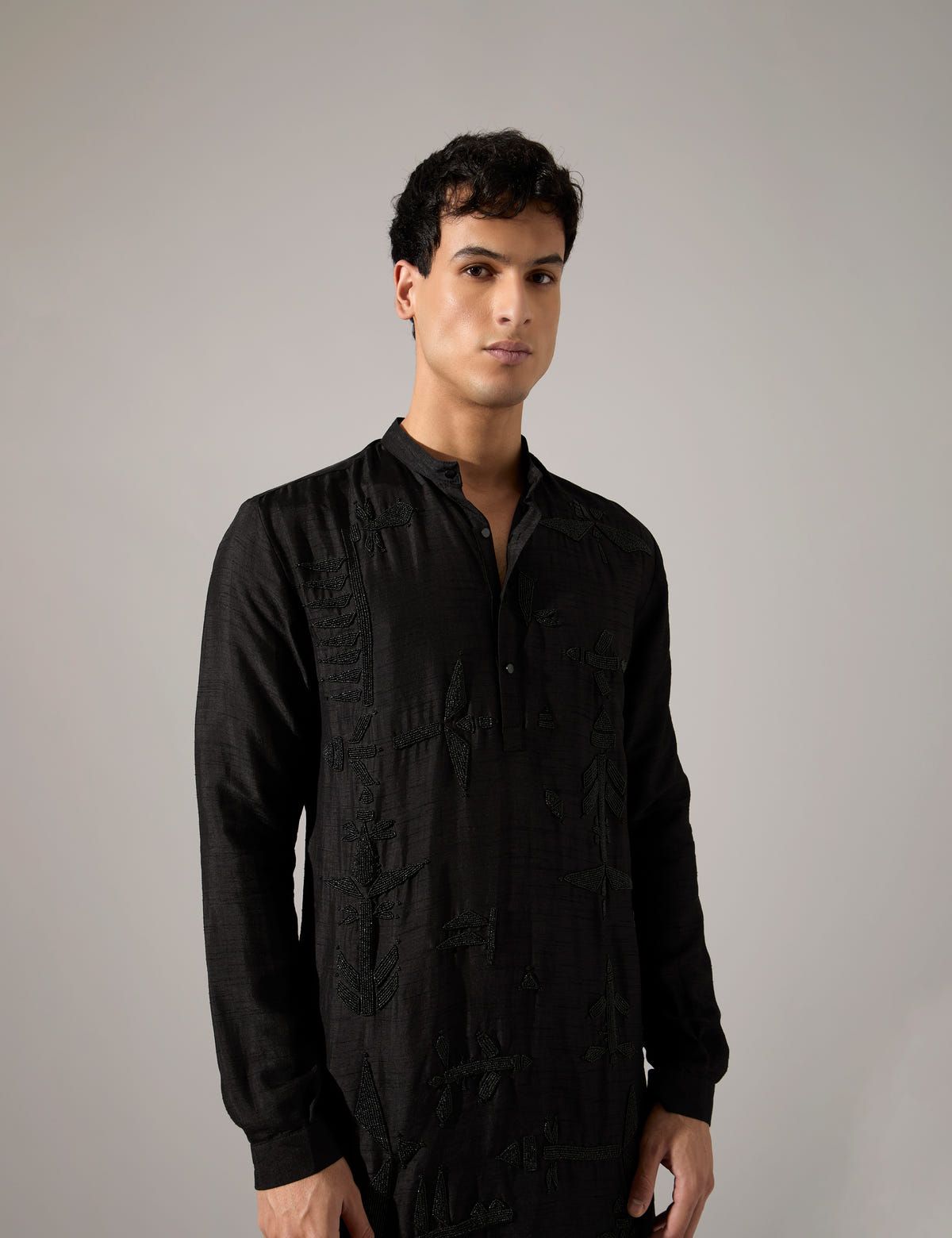 Adam Hand Embroidered Kurta Set - Black - image 7