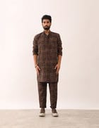 RISHAV CHECKS KURTA- BROWN view 2
