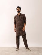RISHAV CHECKS KURTA- BROWN view 5