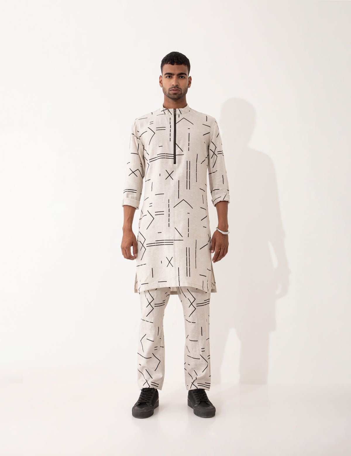 HAZEL CONTRA KURTA SET- IVORY - image 1