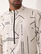 HAZEL CONTRA KURTA SET- IVORY view 7
