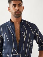 RORY METAL KURTA SET - NAVY view 6