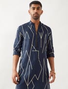 RORY METAL KURTA SET - NAVY view 7