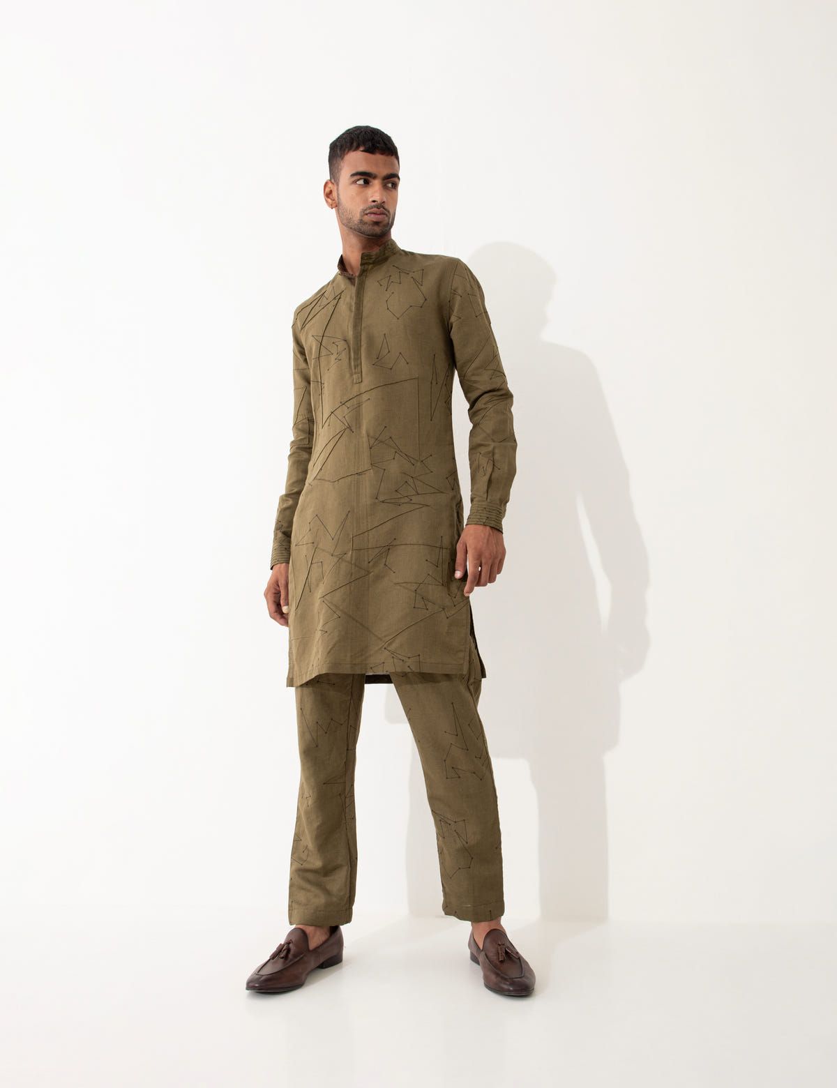 EVANS DOT TO DOT KURTA SET- BROWN - image 1