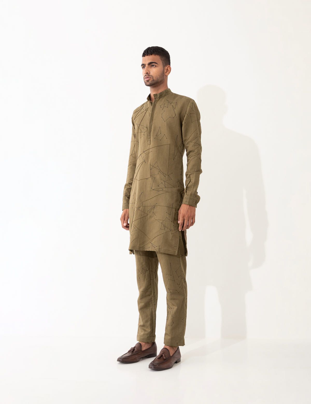 EVANS DOT TO DOT KURTA SET- BROWN - image 3